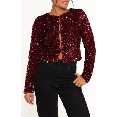 Petal And Pup Petal & Pup Scarlette Sequin Crop Jacket In Red