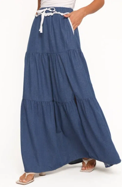 Petal And Pup Petal & Pup Scout Tiered Maxi Skirt In Blue