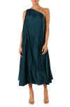 Petal And Pup Petal & Pup Selena Pleated One-shoulder Dress In Green