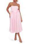 Petal And Pup Petal & Pup Seren Strapless Midi Dress In Pink
