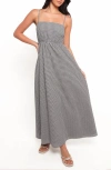 Petal And Pup Petal & Pup Serene Gingham Tie Back Sleeveless Maxi Dress In Gray
