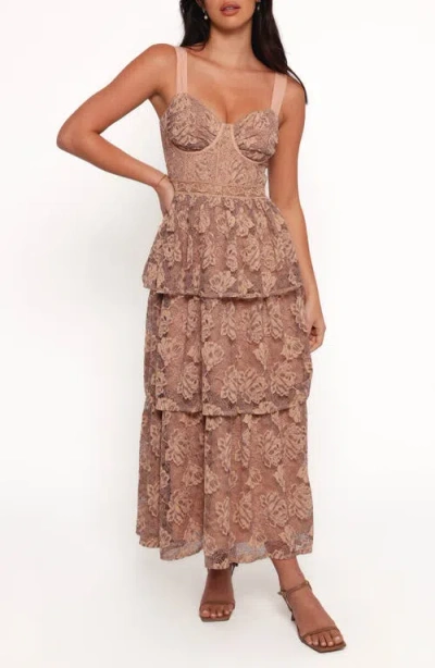 Petal And Pup Petal & Pup Shania Tiered Lace Dress In Brown