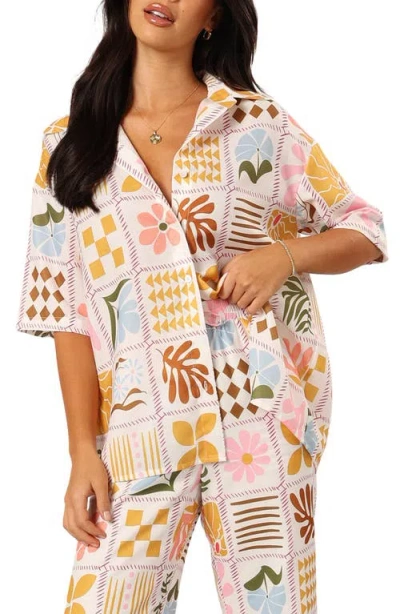 Petal And Pup Petal & Pup Shay Oversize Patchwork Print Camp Shirt In Multi