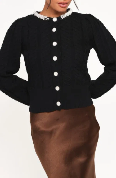 Petal And Pup Petal & Pup Sheena Rhinestone Button Cardigan In Black