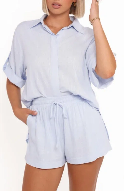 Petal And Pup Petal & Pup Shelley Roll Tab Cuff Button-up Shirt In Blue