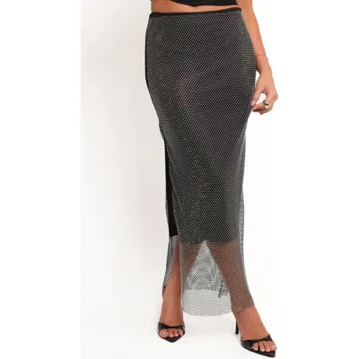 Petal And Pup Petal & Pup Sherida Sparkle Mesh Midi Skirt In Black