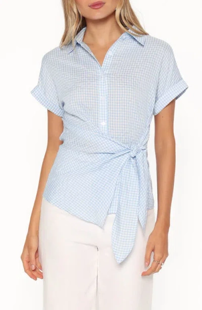Petal And Pup Petal & Pup Shiloh Side Tie Shirt In Blue