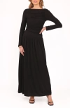 Petal And Pup Petal & Pup Shirley Cutout Back Long Sleeve Maxi Dress In Black
