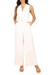 Petal And Pup Petal & Pup Sienna Belted Sleeveless Wide Leg Jumpsuit In White