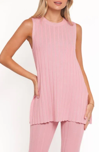 Petal And Pup Petal & Pup Silvie Wide Rib Sweater Tank & Straight Leg Pants Set In Pink