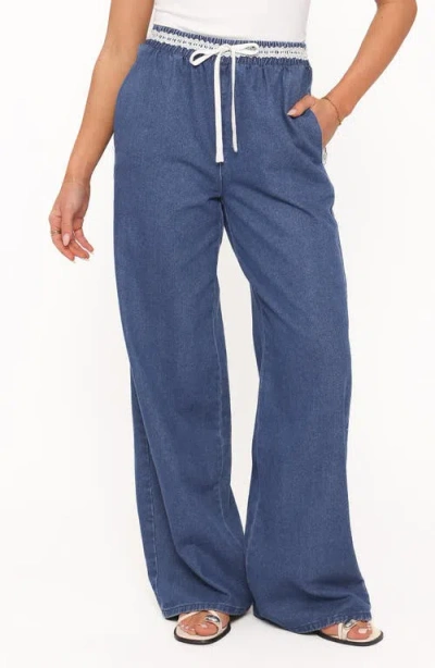 Petal And Pup Petal & Pup Siun Wide Leg Denim Joggers In Blue
