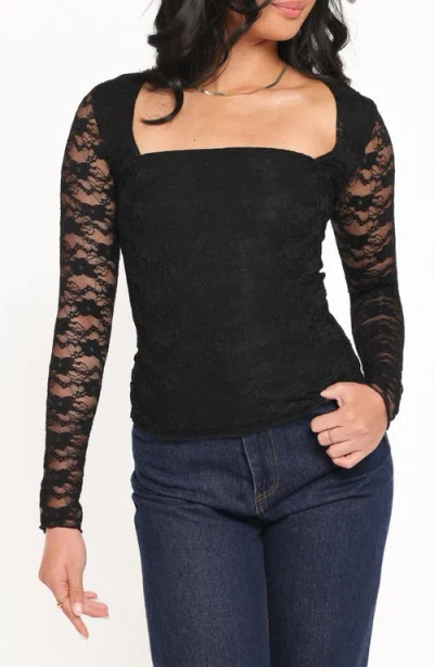 Petal And Pup Petal & Pup Skyler Lace Long Sleeve Shirt In Black