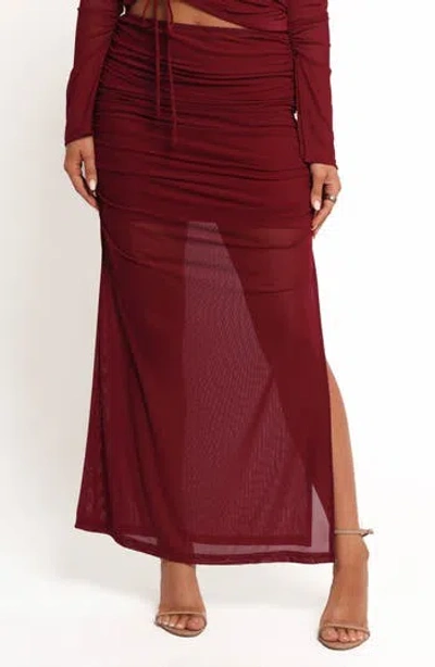 Petal And Pup Petal & Pup Solai Ruched Maxi Skirt In Burgundy