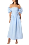 Petal And Pup Petal & Pup Solana Off The Shoulder Cotton Maxi Dress In Blue