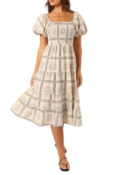Petal And Pup Petal & Pup Soleil Puff Sleeve Midi Dress In Neutral