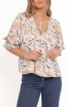 Petal And Pup Petal & Pup Sonia Paisley Floral Puff Sleeve Top In Neutral
