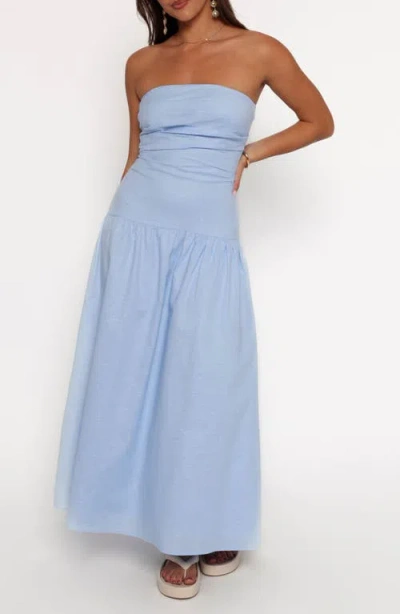 Petal And Pup Petal & Pup Stella Strapless Maxi Dress In Blue