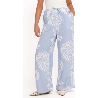 Petal And Pup Petal & Pup Sui Seashell Print Wide Leg Drawstring Pants In Blue