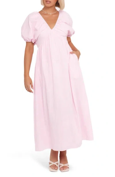 Petal And Pup Petal & Pup Sullivan Puff Sleeve Cotton Maxi Dress In Red