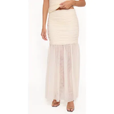 Petal And Pup Petal & Pup Susan Mesh Drop Waist Maxi Skirt In Neutral