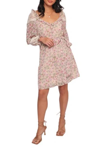 Petal And Pup Petal & Pup Sylvia Print Long Sleeve Minidress In Pink