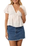 Petal And Pup Petal & Pup Tamara Cotton Smocked Open Back Peplum Top In White
