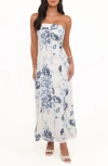 Petal And Pup Petal & Pup Tamira Floral Print Strapless Maxi Dress In Blue