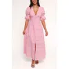 Petal And Pup Petal & Pup Tani Eyelet Puff Sleeve Cotton Blend Maxi Dress In Pink