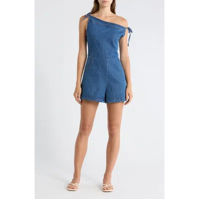 Petal And Pup Petal & Pup Tatum Off The Shoulder Denim Romper In Blue