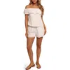Petal And Pup Petal & Pup Tennie Cotton Off The Shoulder Top & Shorts Set In White