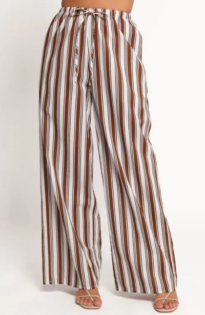 Petal And Pup Petal & Pup Thalia Stripe Cotton & Linen Wide Leg Pants In Brown