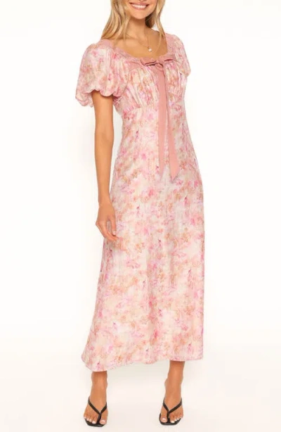 Petal And Pup Petal & Pup Therese Floral Puff Sleeve Midi Dress In Pink