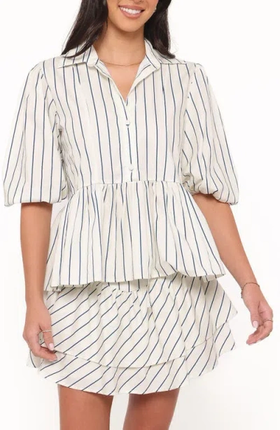 Petal And Pup Petal & Pup Thomas Striped Peplum Cotton Top In White