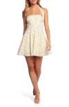 Petal And Pup Petal & Pup Thornton Floral Cotton Fit & Flare Halter Minidress In White