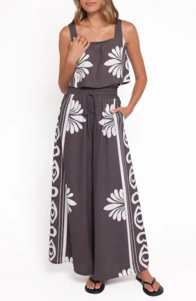 Petal And Pup Petal & Pup Timothy Linen Blend Square Neck Tank & Wide Leg Pants Set In Brown