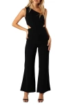 Petal And Pup Petal & Pup Tina Cutout One-shoulder Flare Leg Jumpsuit In Black