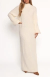 Petal And Pup Petal & Pup Tobin Mock Neck Long Sleeve Maxi Sweater Dress In White
