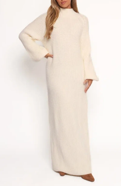Petal And Pup Petal & Pup Tobin Mock Neck Long Sleeve Maxi Sweater Dress In White