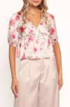 Petal And Pup Petal & Pup Tove Floral Puff Sleeve Peplum Top In Multi
