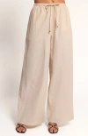 Petal And Pup Petal & Pup Trula Linen & Cotton Drawstring Wide Leg Pants In Neutral