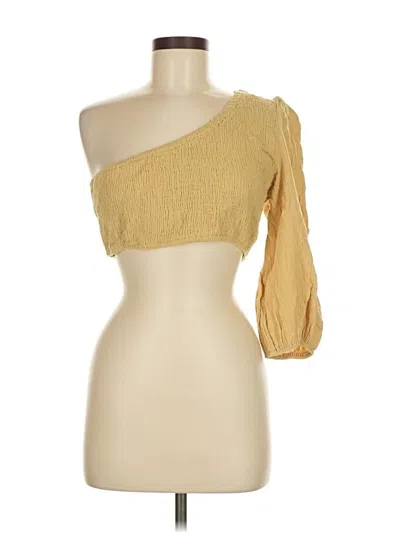 Pre-owned Petal And Pup Tube Top Gold One Shoulder Neckline Tops