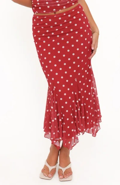 Petal And Pup Petal & Pup Tullia Polka Dot Mesh Skirt In Red