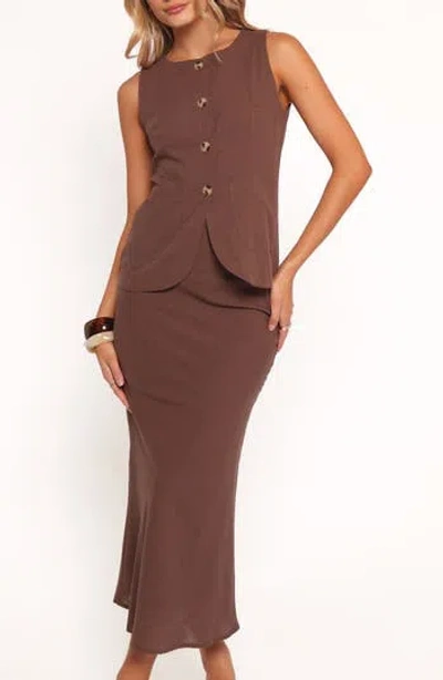Petal And Pup Petal & Pup Two-piece Vest And Maxi Skirt Vest In Chocolate Brown