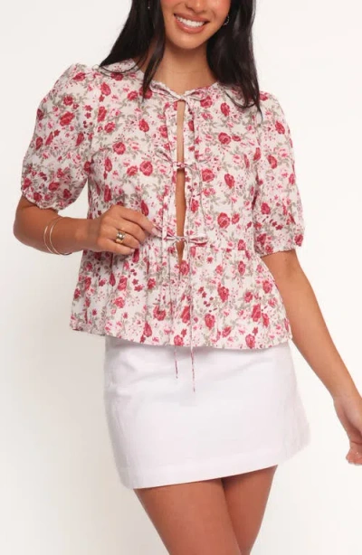 Petal And Pup Petal & Pup Tyra Floral Print Peplum Top In Red