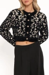 Petal And Pup Petal & Pup Tyra Leopard Spot Fuzzy Eyelash Crop Cardigan In Black