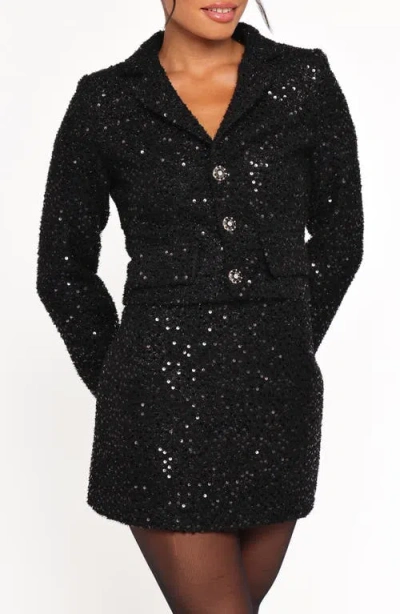 Petal And Pup Petal & Pup Valentina Sequin Crop Blazer In Black