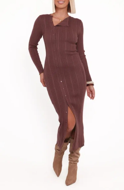 Petal And Pup Petal & Pup Valia Long Sleeve Sweater Dress In Brown