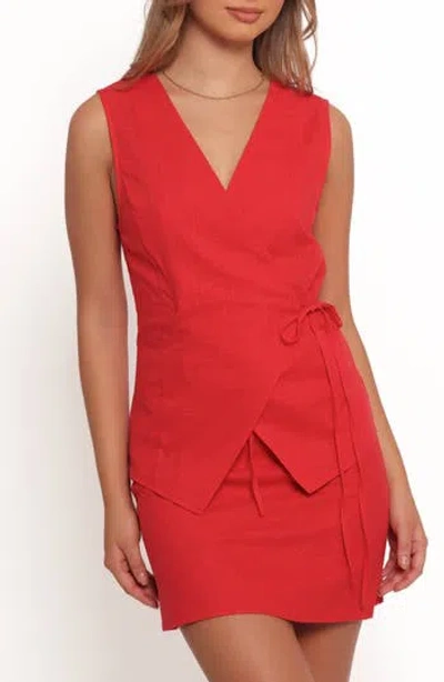 Petal And Pup Petal & Pup Vanni Wrap Front Cotton Top In Red