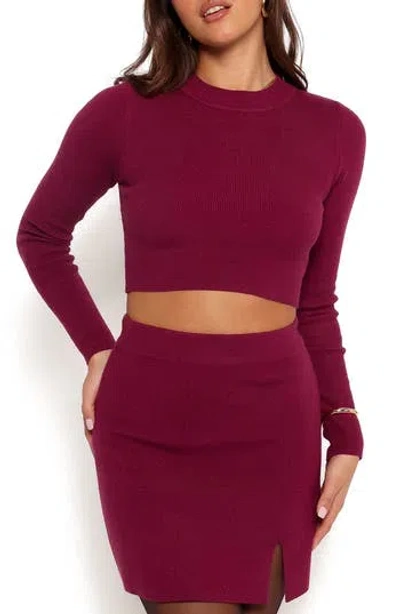 Petal And Pup Petal & Pup Vara Long Sleeve Crop Sweater & Miniskirt Set In Purple