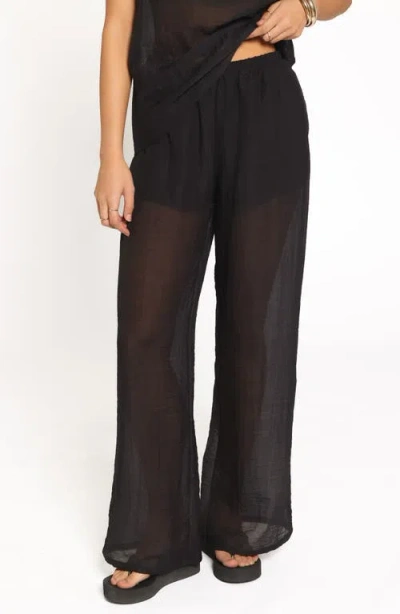 Petal And Pup Petal & Pup Vayla Wide Leg Sheer Pants In Black